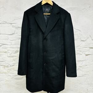 Quince Mens Mongolian Cashmere Car Coat Lined Overcoat Small Black $500 Retail